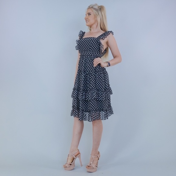 Black White Polka Dot Open Back Dress - Picture 6 of 13